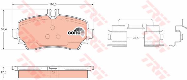 TRW Cotec Brake Pad Set Front GDB1293