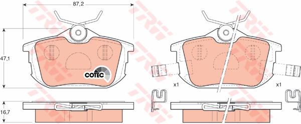 TRW Cotec Brake Pad Set Rear GDB1314