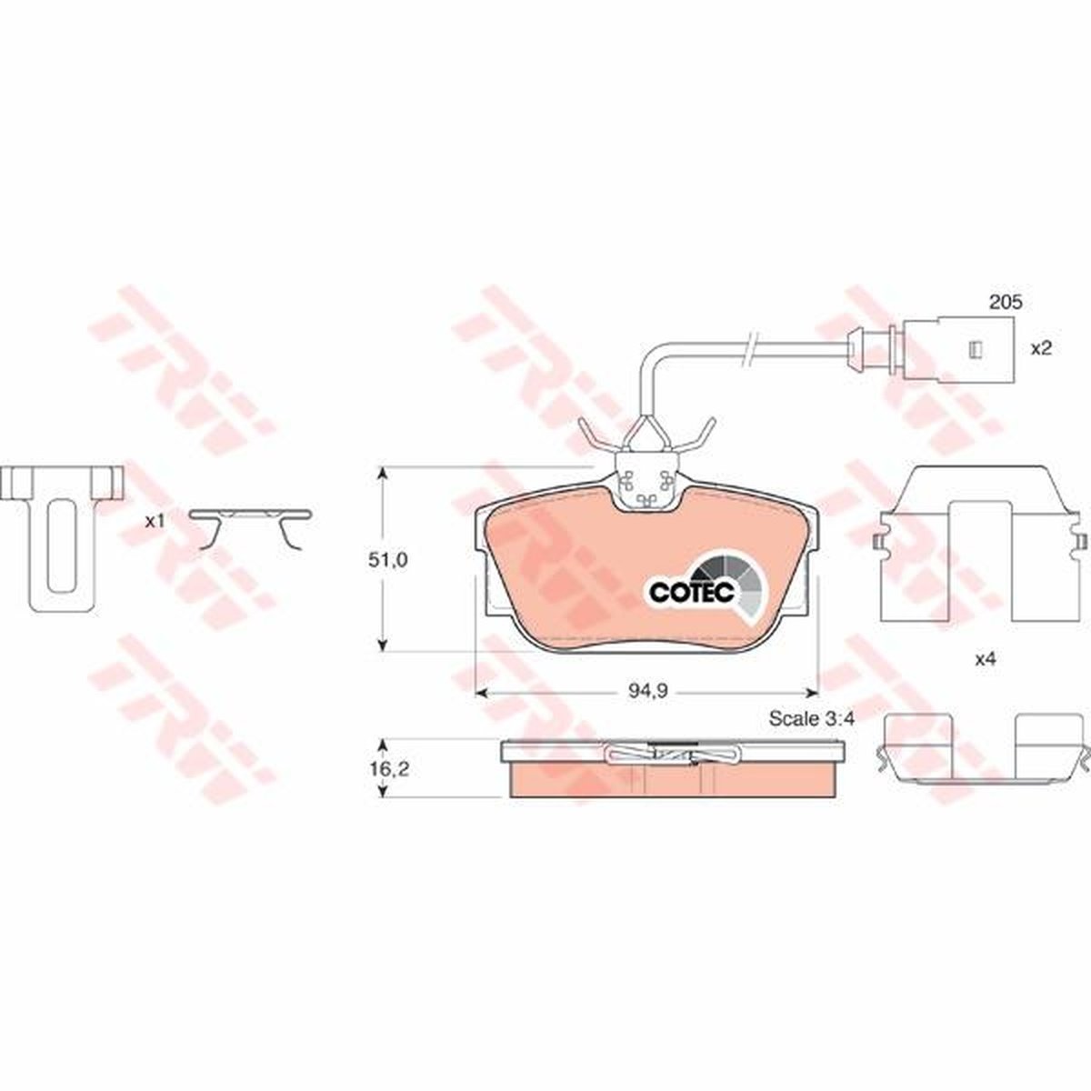 TRW Cotec Brake Pad Set Front GDB1326