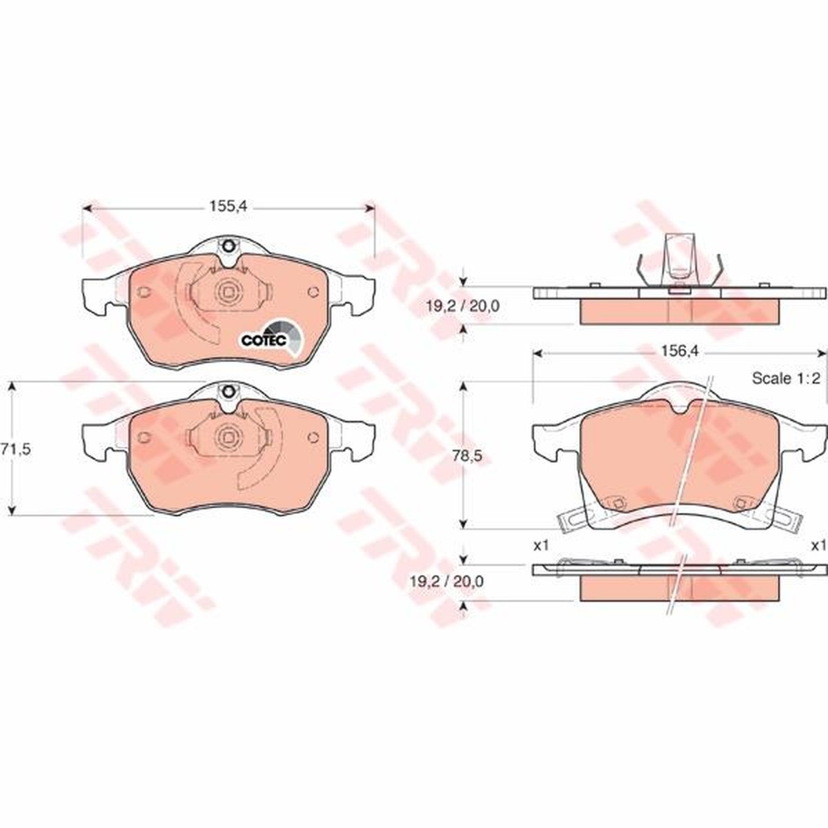 TRW Cotec Brake Pad Set Front GDB1350