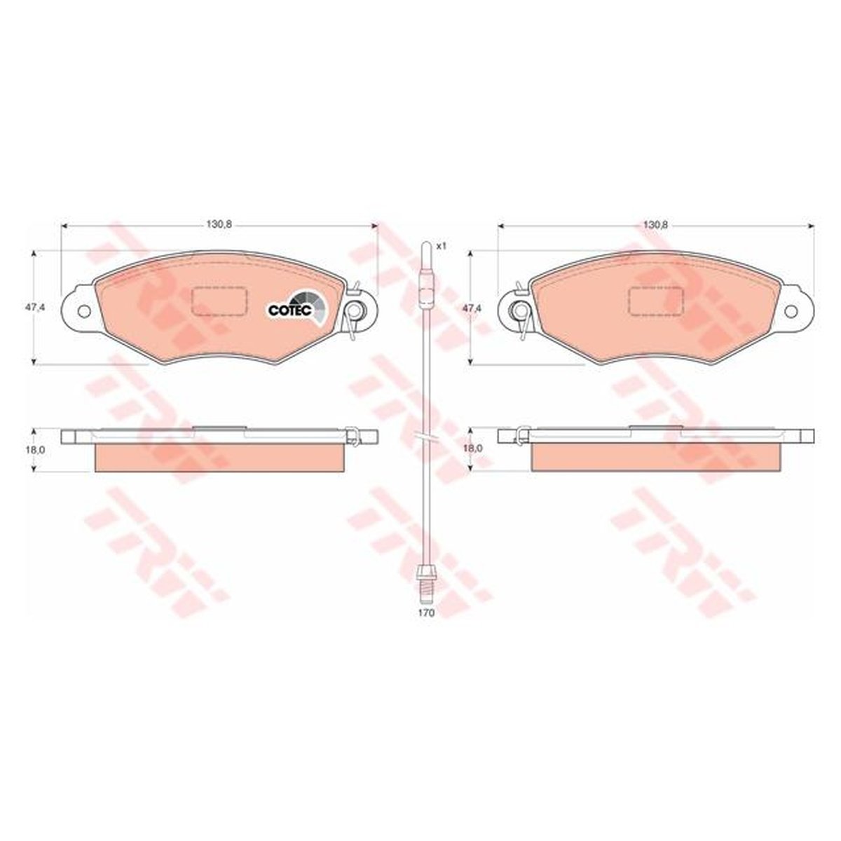 TRW Cotec Brake Pad Set Front GDB1402