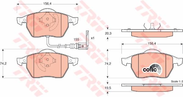 TRW Cotec Brake Pad Set Front GDB1403