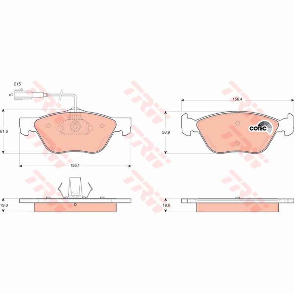 TRW Cotec Brake Pad Set Front GDB1445
