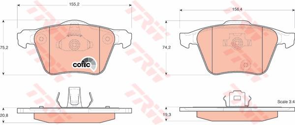 TRW Cotec Brake Pad Set Front GDB1565