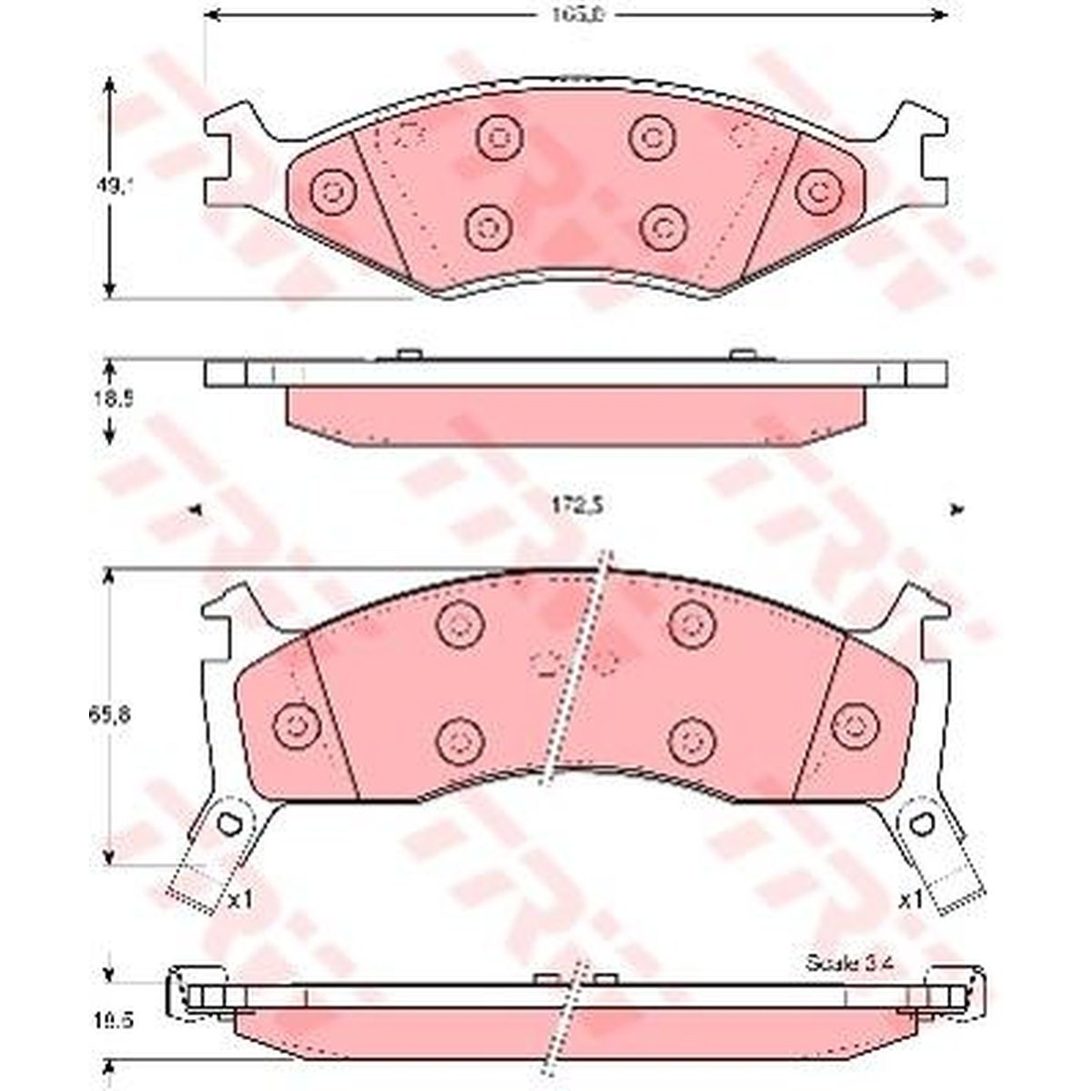 TRW Cotec Brake Pad Set Front GDB3123