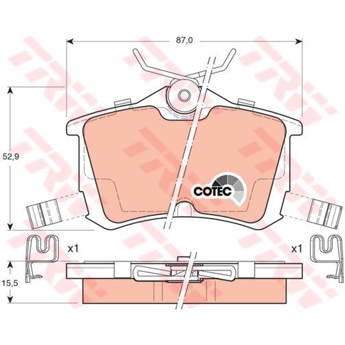 TRW Cotec Brake Pad Set Rear GDB3190