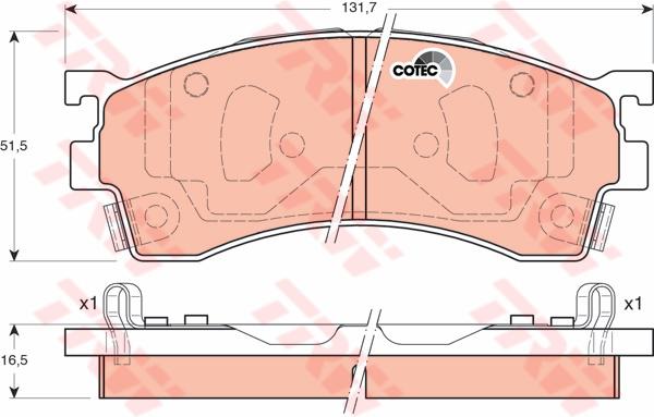 TRW Cotec Brake Pad Set Front GDB3192