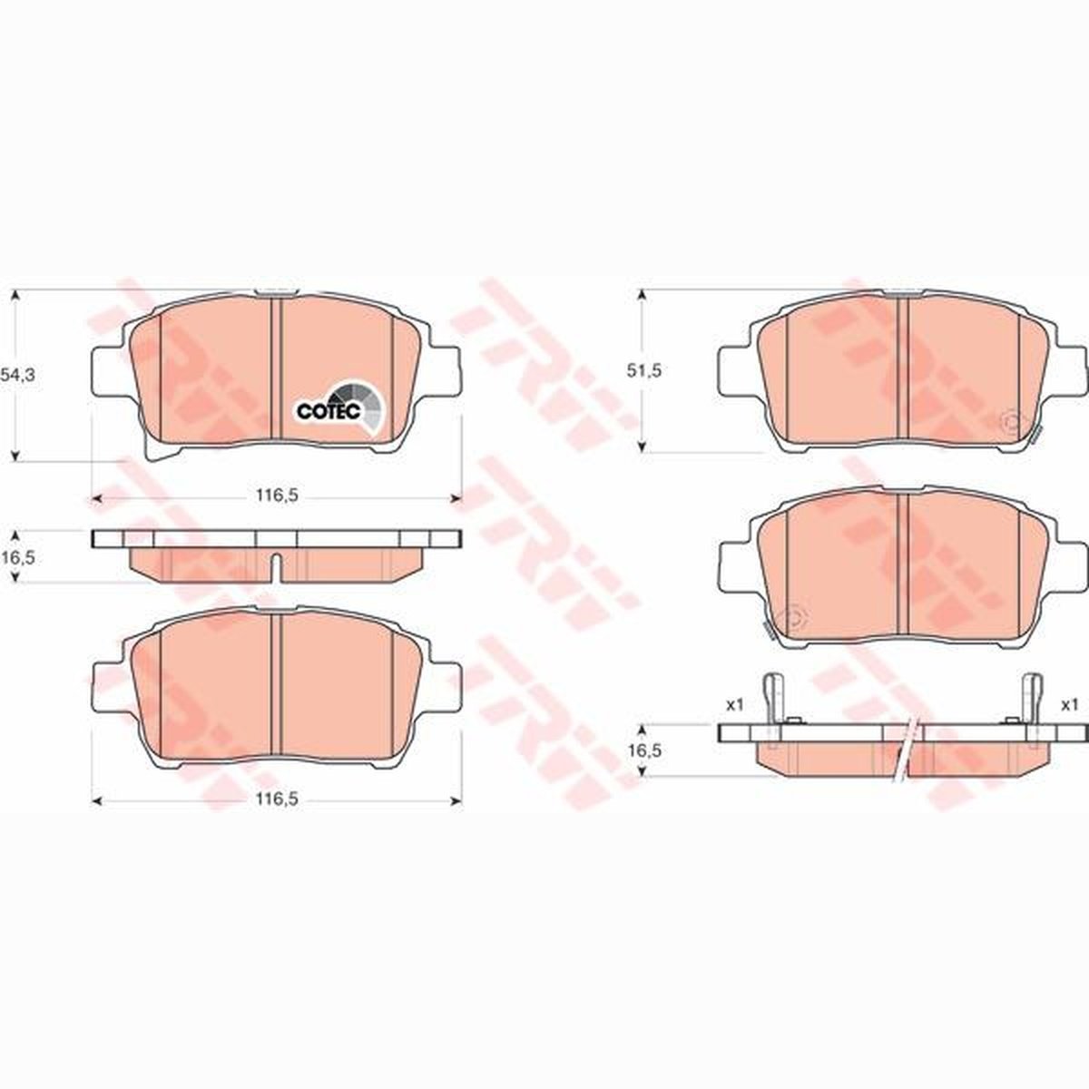 TRW Cotec Brake Pad Set Front GDB3317