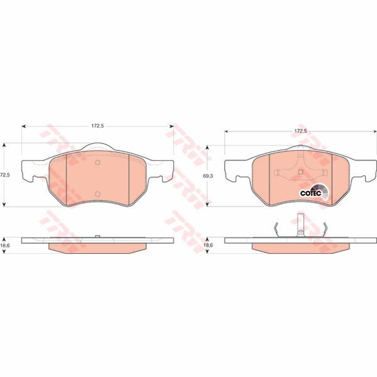 TRW Cotec Brake Pad Set Front GDB4128
