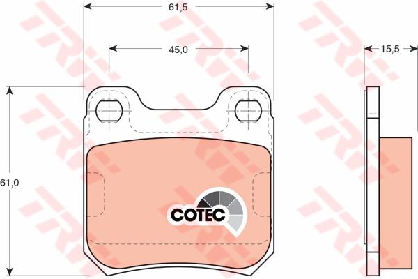 TRW Cotec Brake Pad Set Rear GDB915