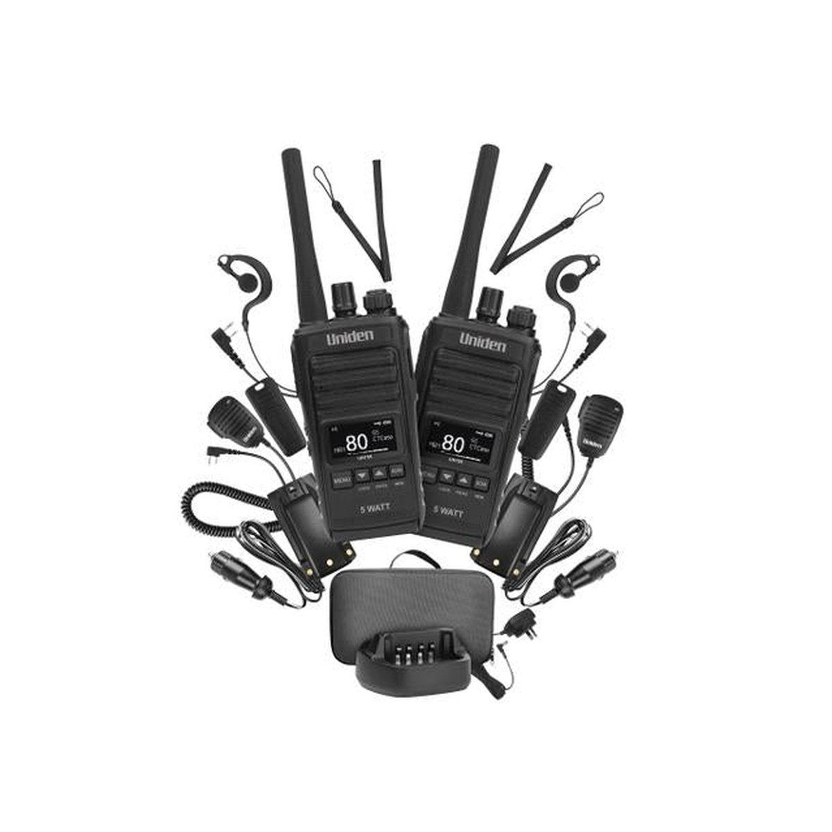 Uniden 5 Watt UHF Splashproof CB Handheld Radio - Deluxe Pack UH755-2DLX
