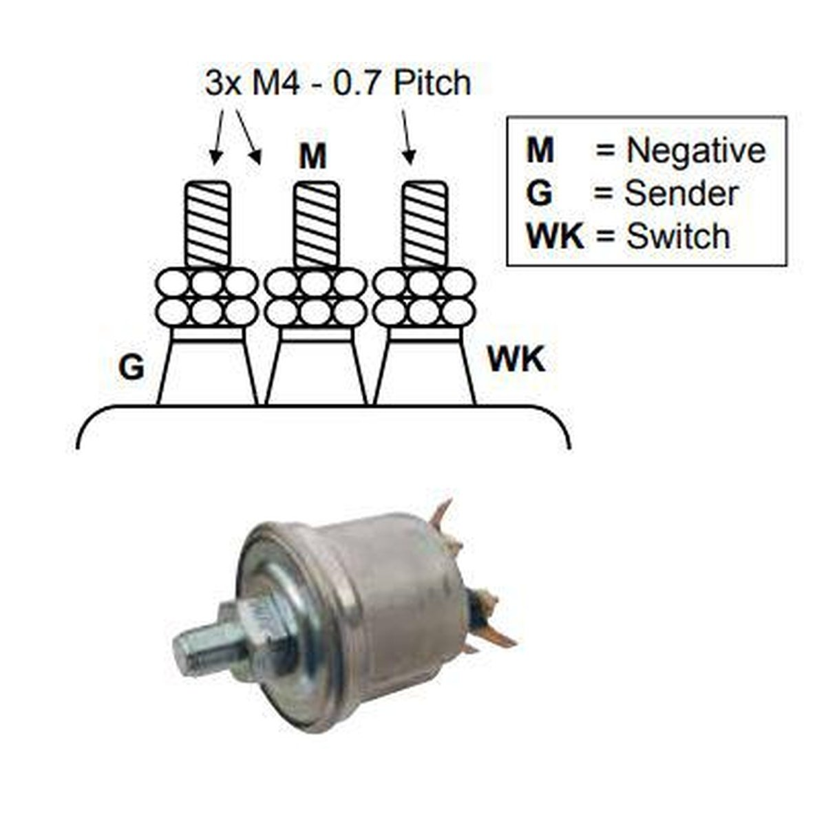 VDO Oil/Air Pressure Sender & Switch 0-5Bar 1/8in.-27NPTF 10-180 ohms 360081039004C