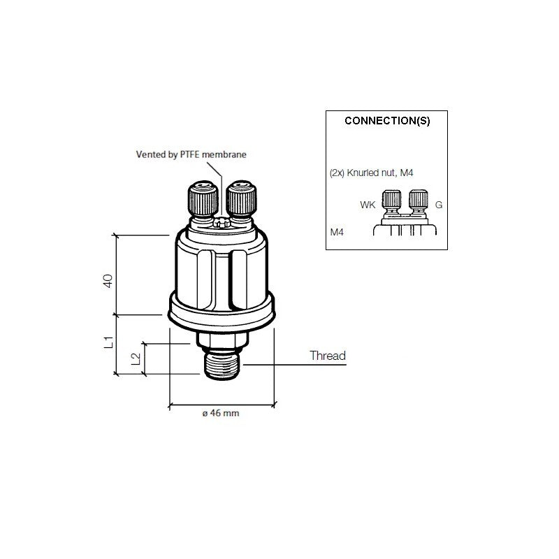 VDO Oil/Air Pressure Sender & Switch 0-10Bar 10-180 ohms 1/8in.-27NPTF 360081030052C