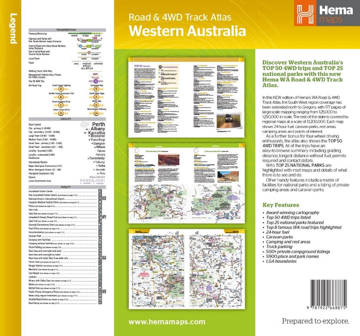 Hema Maps Western Australia Road & 4WD Track Atlas 4Th Edition WARA4