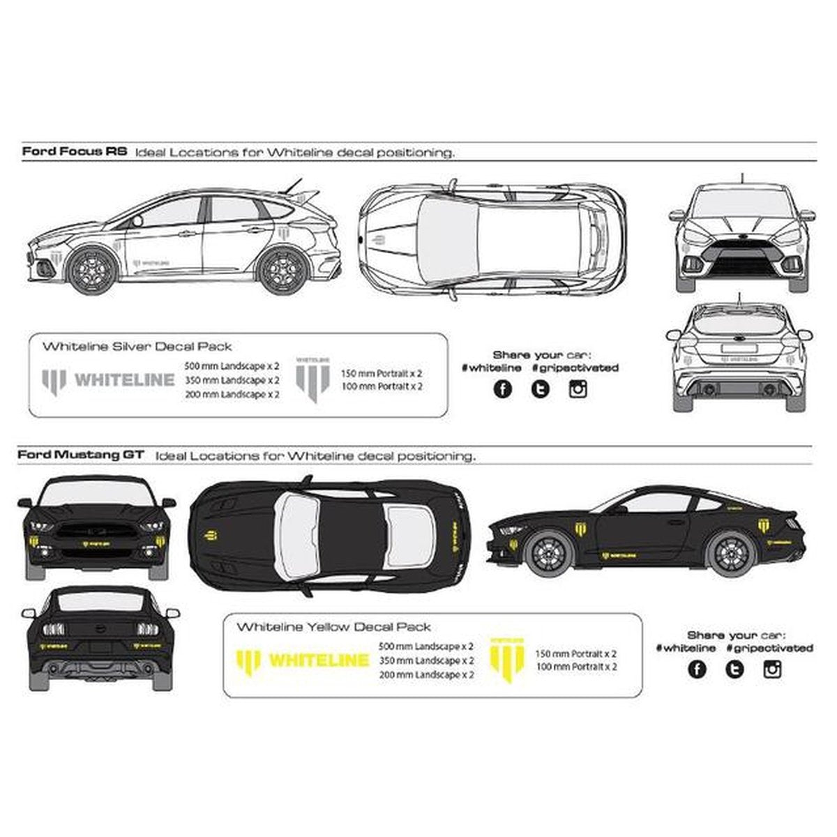 Whiteline KWM001 Decal Pack - Yellow