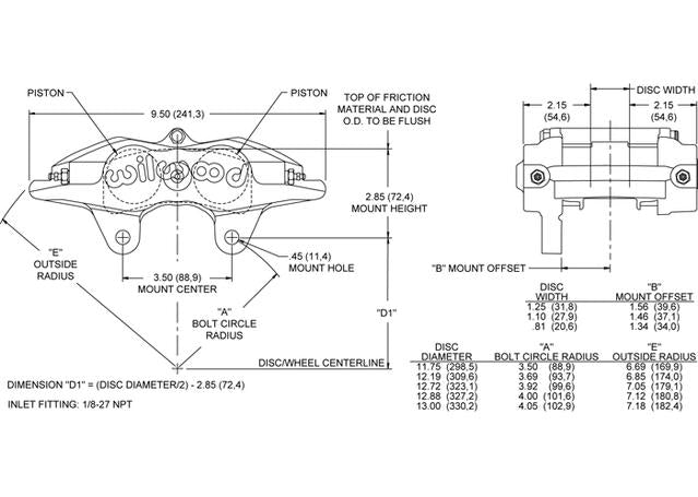 Wilwood SuperLite Forged Caliper 4 Pot Ano 120-11135