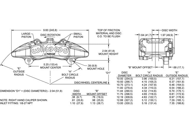 Wilwood DynaPro Forged 6A Lug Mount Caliper 6 Pot Black 120-13434-BK