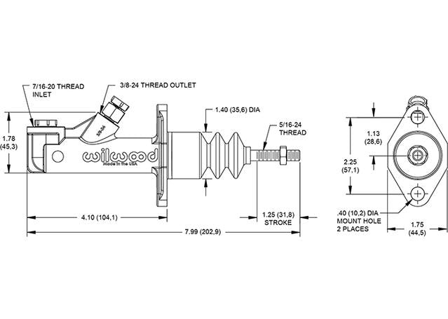 Wilwood GS Compact Master Cylinder 3/4" Black 260-15091