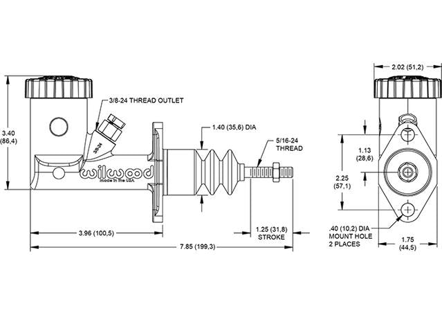 Wilwood GS Compact Intergral Master Cylinder 3/4" Black 260-15098