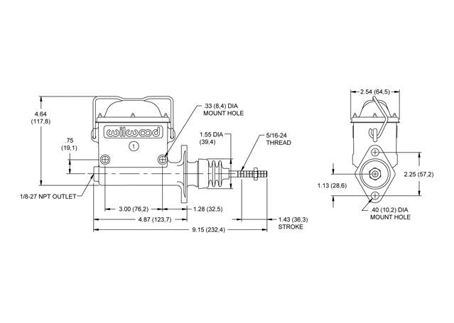 Wilwood High Volume Master Cylinder 1" Raw 260-6766