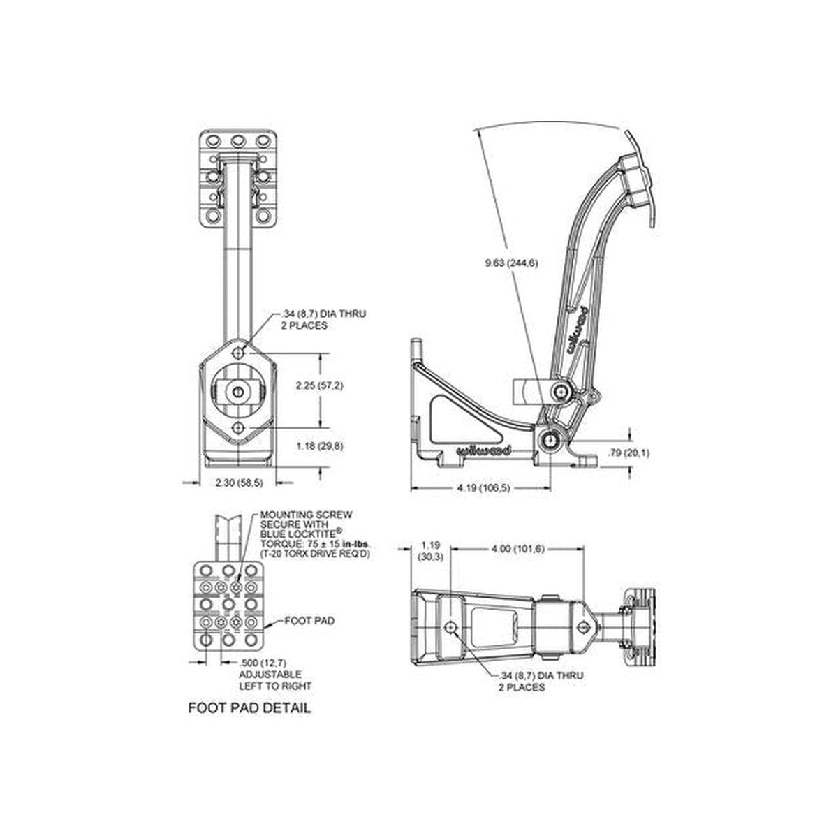 Wilwood Clutch/Brake Pedal 6:1 Floor Mount 340-13833