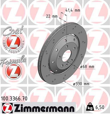 Zimmermann Formula Z Brake Rotor Pair 330mm Rear 100.3366.70