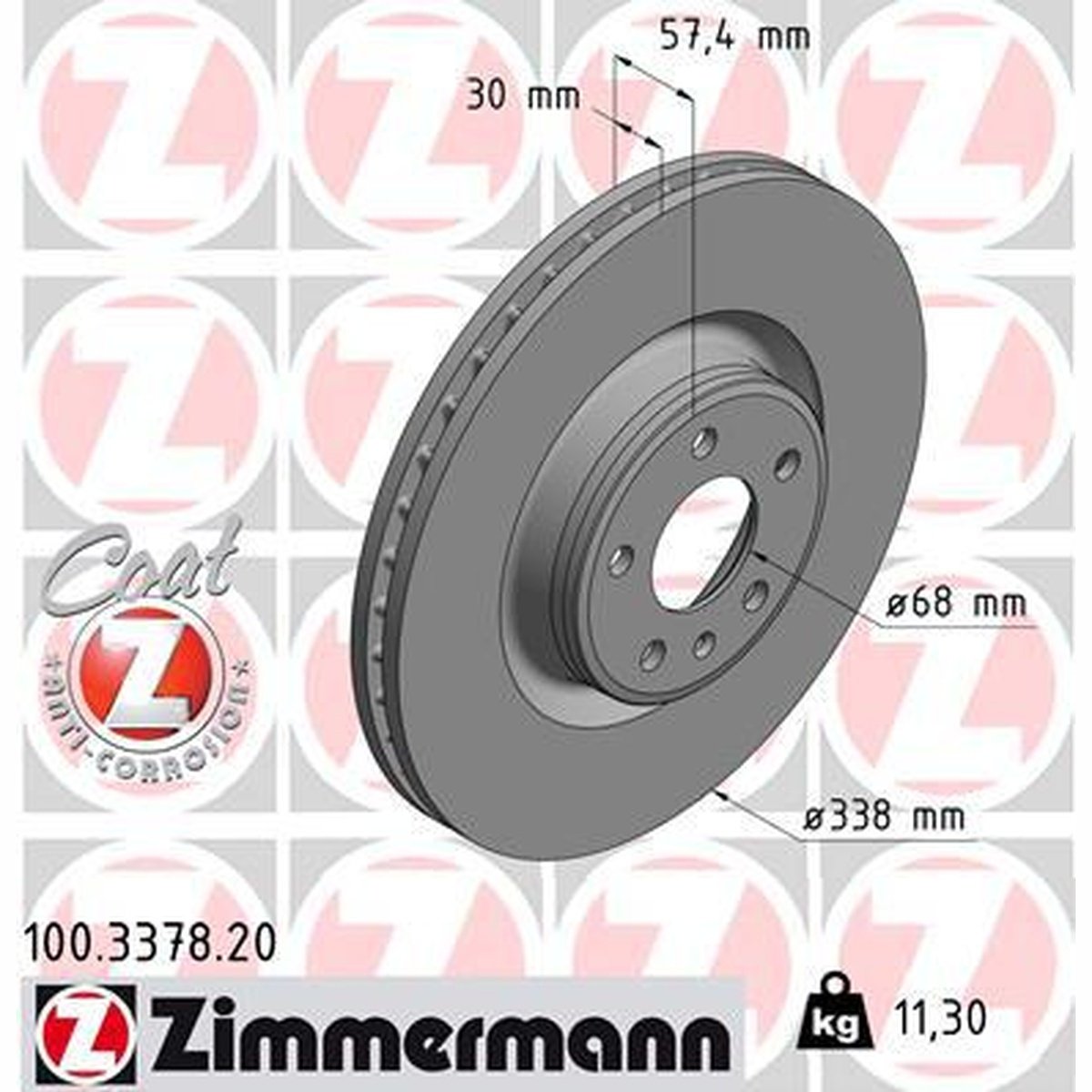 Zimmermann OE Coat Z Brake Rotor Single 338mm Front 100.3378.20
