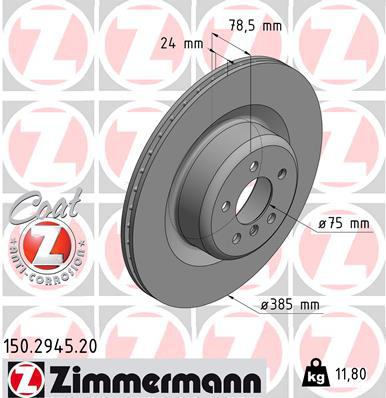 Zimmermann OE Coat Z Brake Rotor Pair 385mm Rear 150.2945.20