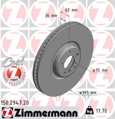 Zimmermann OE Coat Z Brake Rotor Single 395mm Front LH 150.2947.20