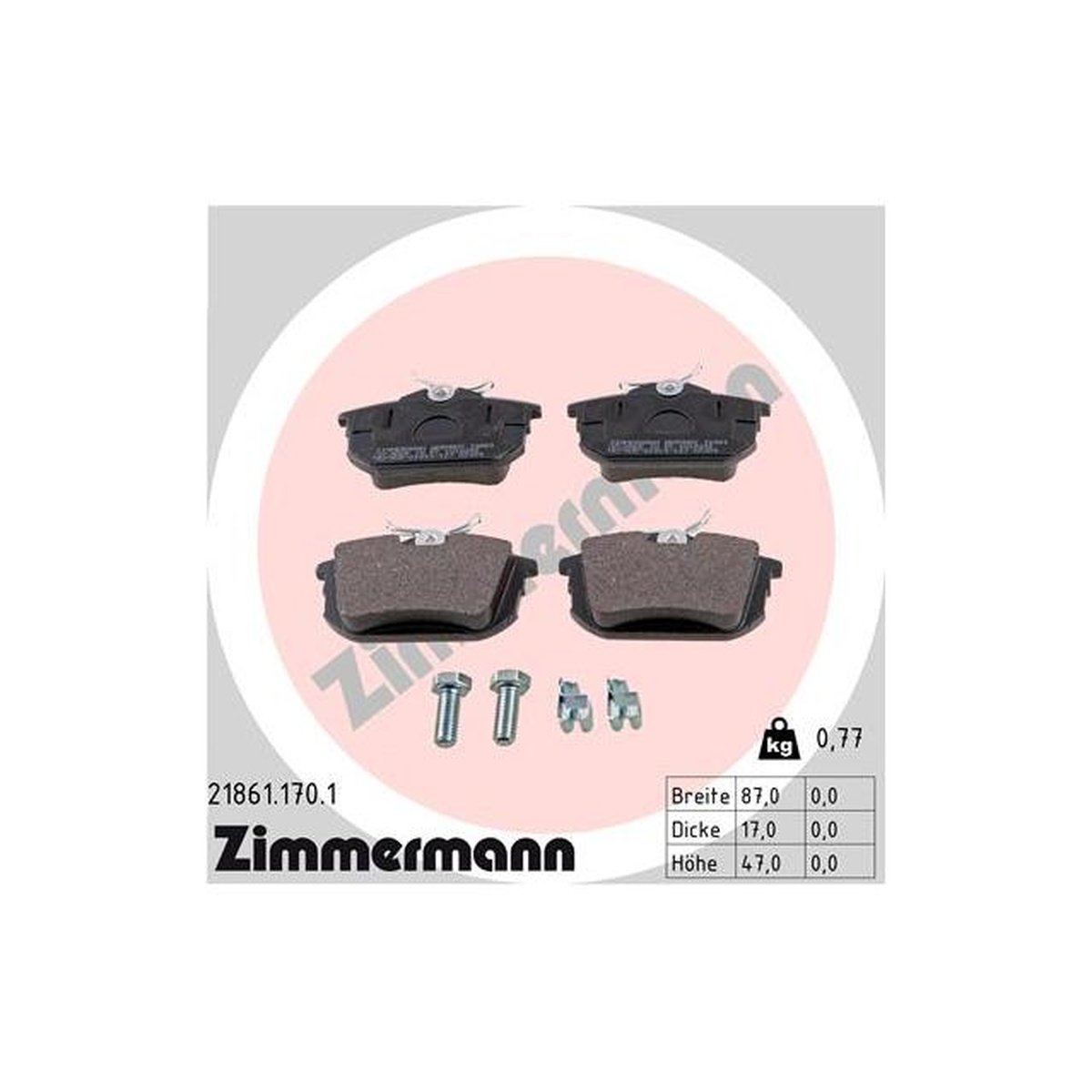 Zimmermann Brake Pad Rear Set 21861.170.1