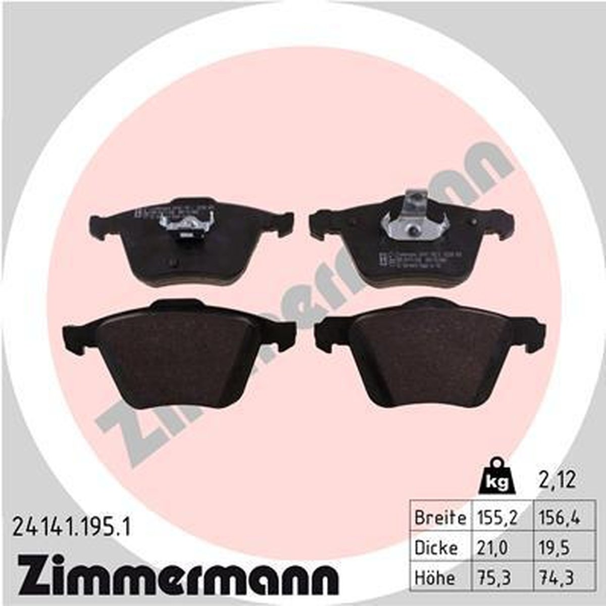 Zimmermann Brake Pad Front Set 24141.195.1