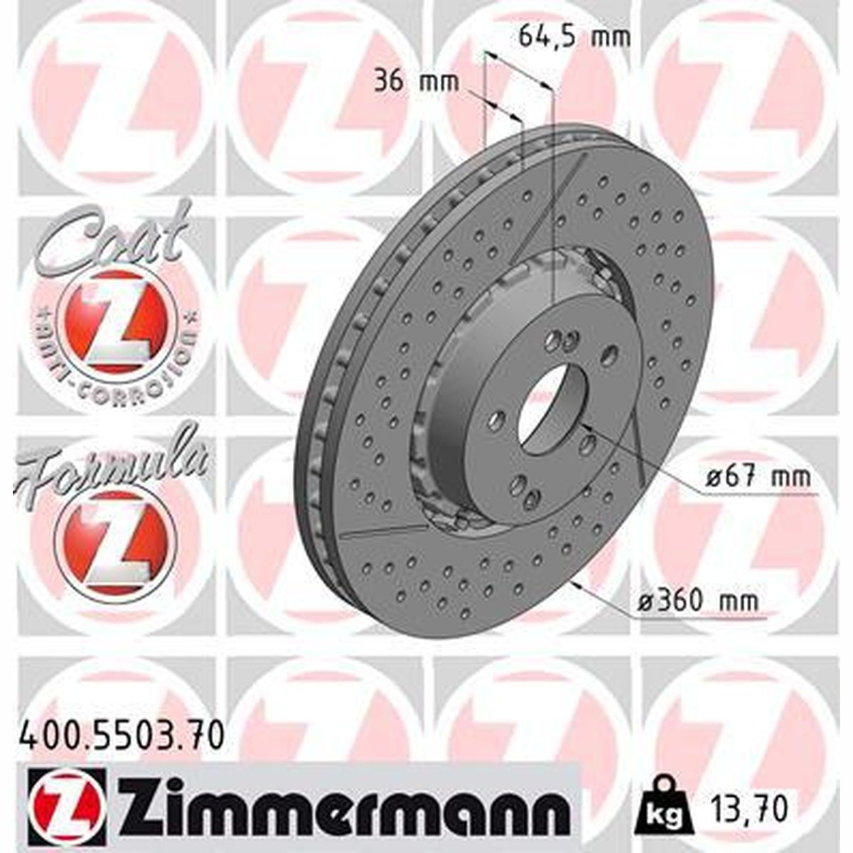 Zimmermann Formula Z Brake Rotor Pair 360mm Front 400.5503.70