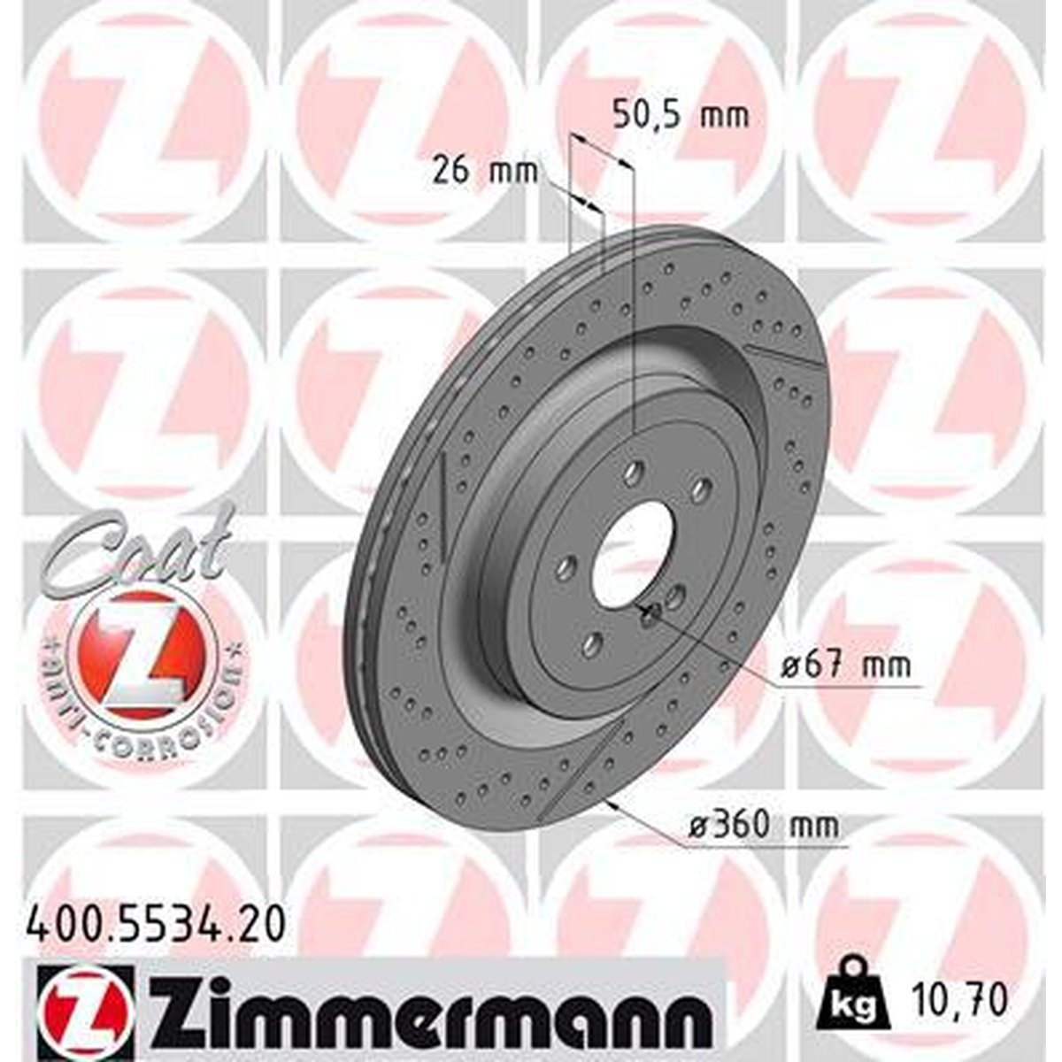 Zimmermann OE Coat Z Brake Rotor Pair 320mm Rear 400.5534.20
