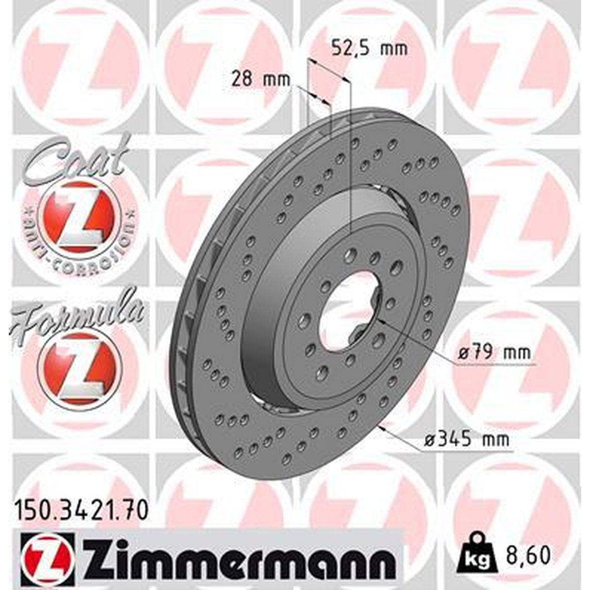 Zimmermann Formula Z Brake Rotor 345mm Front LH 150.3421.70